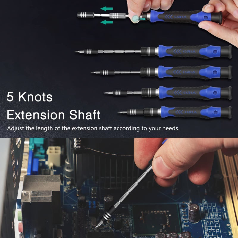 ORIA Precision Screwdriver Set  60 in 1 Small Screwdriver Set with 56 Precision Bits  Portable Repair Tool Kit  Magnetic Screw Driver Kit with Extension Rod for Smartphone  PC  Watch Toys  Blue - Image 5